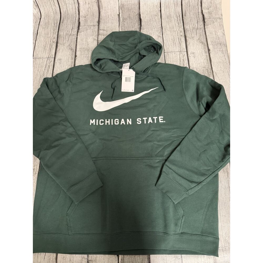 NWT Men's Nike Green Michigan State Spartans Big Swoosh Club Hoodie XXL 2XL